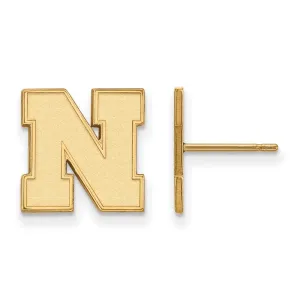 10k Gold University of Nebraska Letter N Small Post Earrings