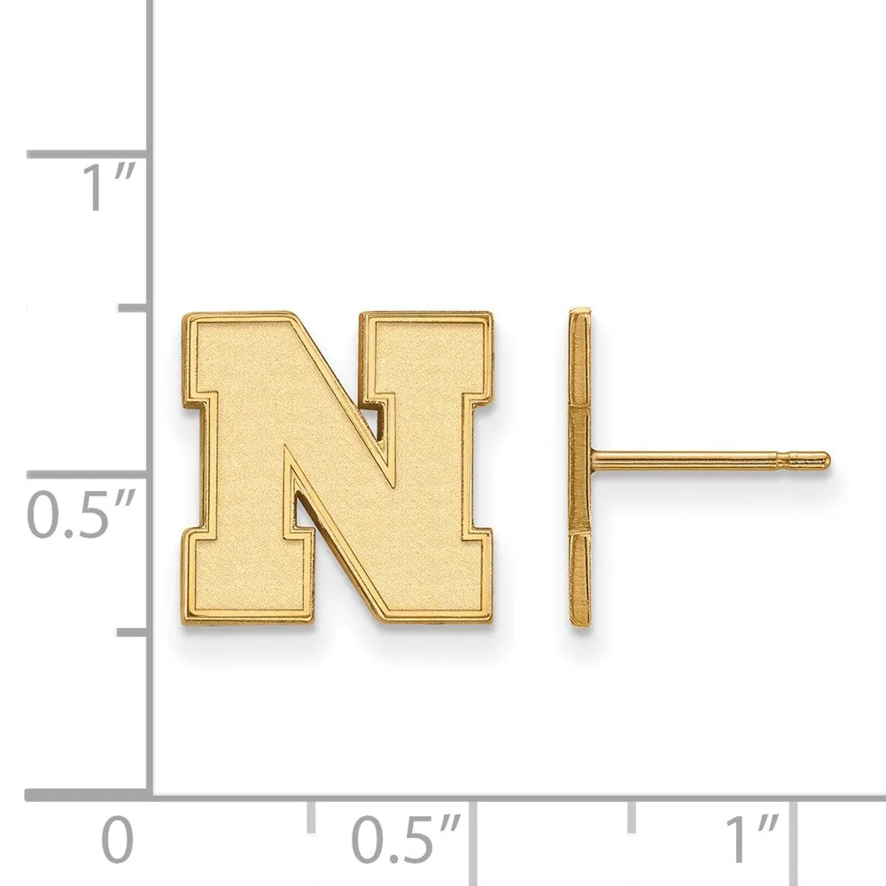 10k Gold University of Nebraska Letter N Small Post Earrings