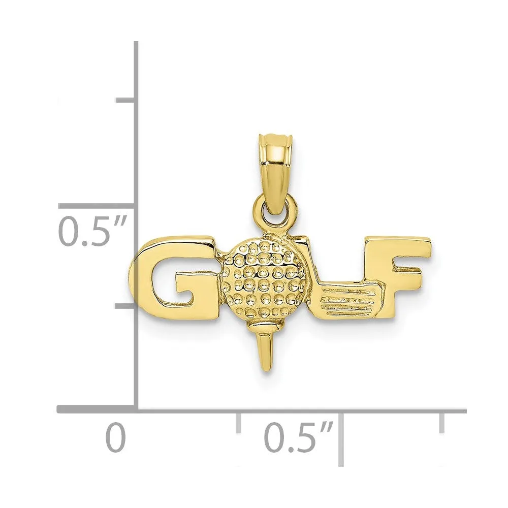 10K Solid Polished GOLF Pendant