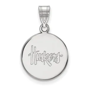 10K White Gold University of Nebraska Medium Disc Pendant