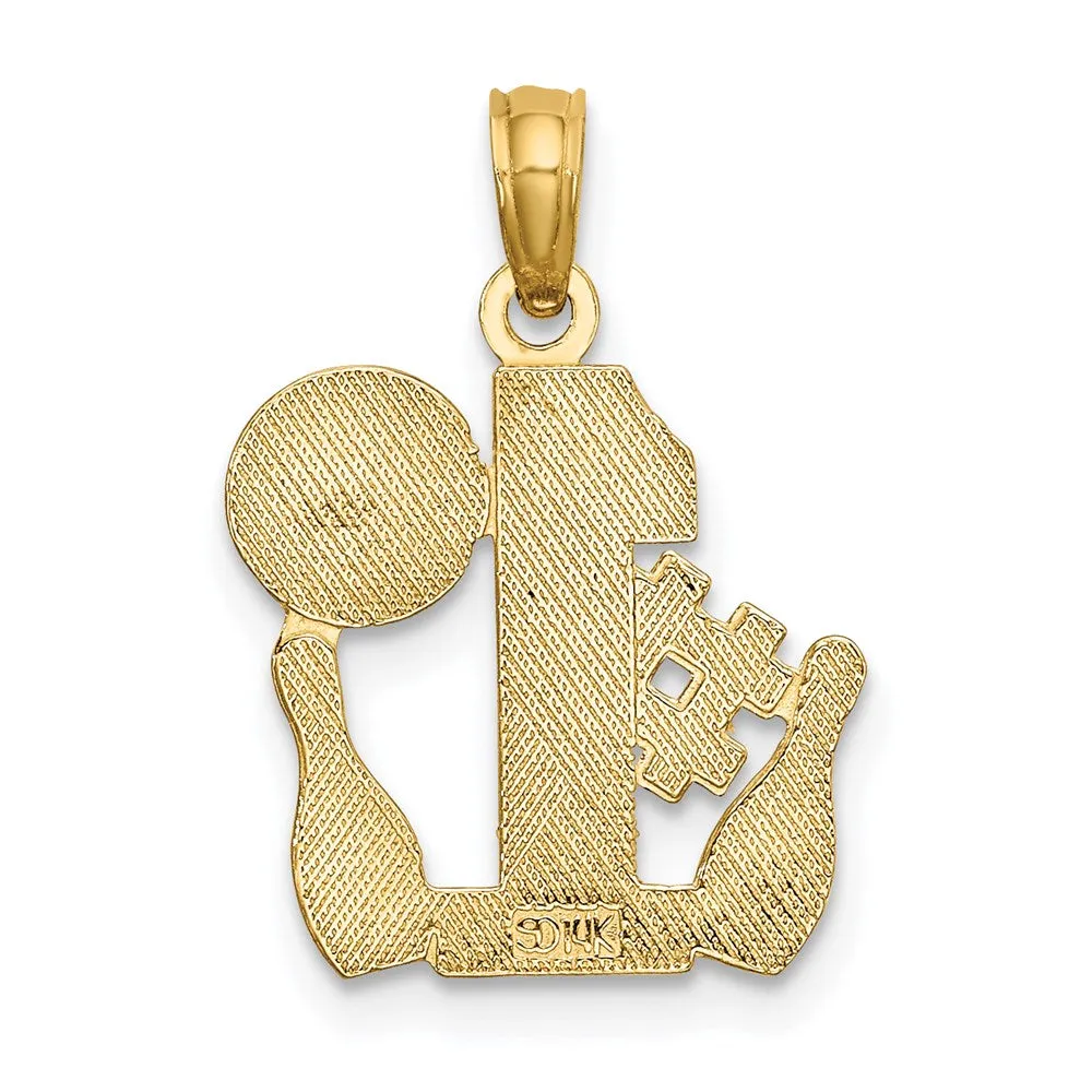 14K #1 Bowling Ball and Two Pins Charm