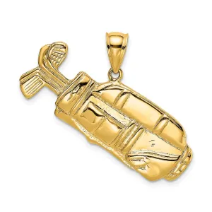 14K 2-D and Polished Golf Bag Charm