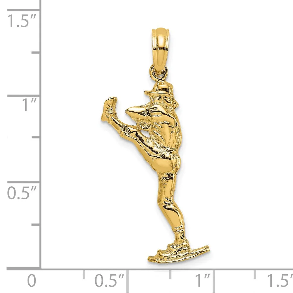 14K 2-D Baseball Pitcher On Mound Charm
