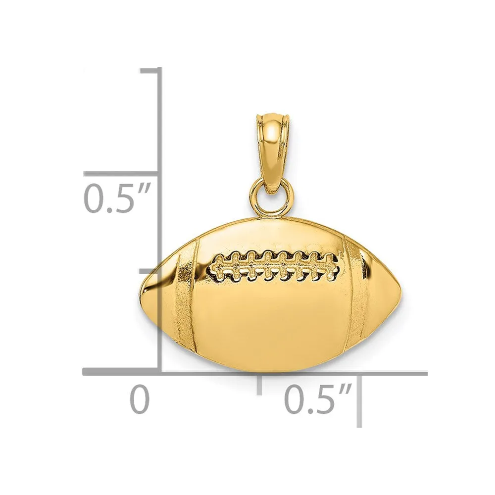 14K 2-D Engraveable Football Charm