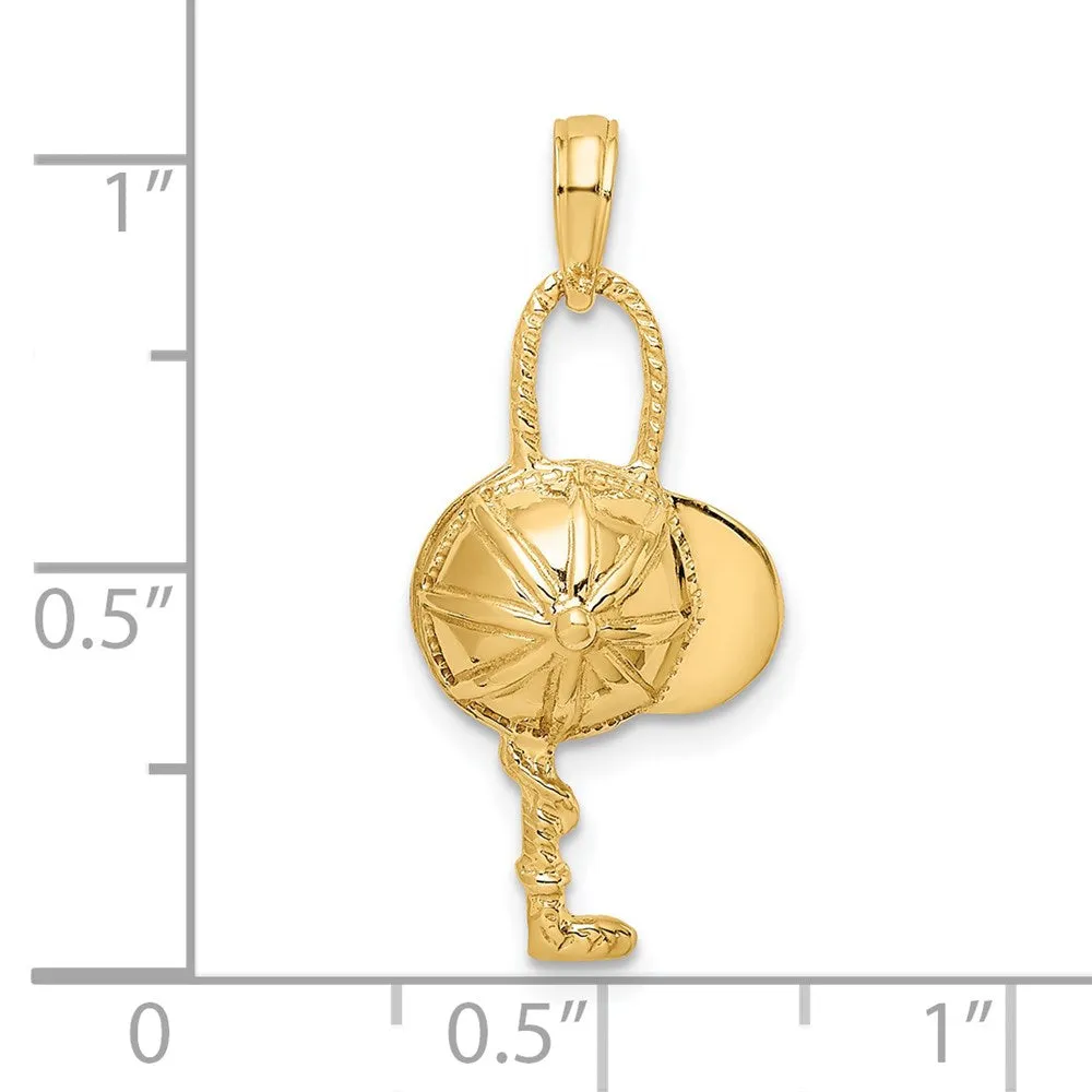 14K 2-D Jockey Helmet and Crop Charm