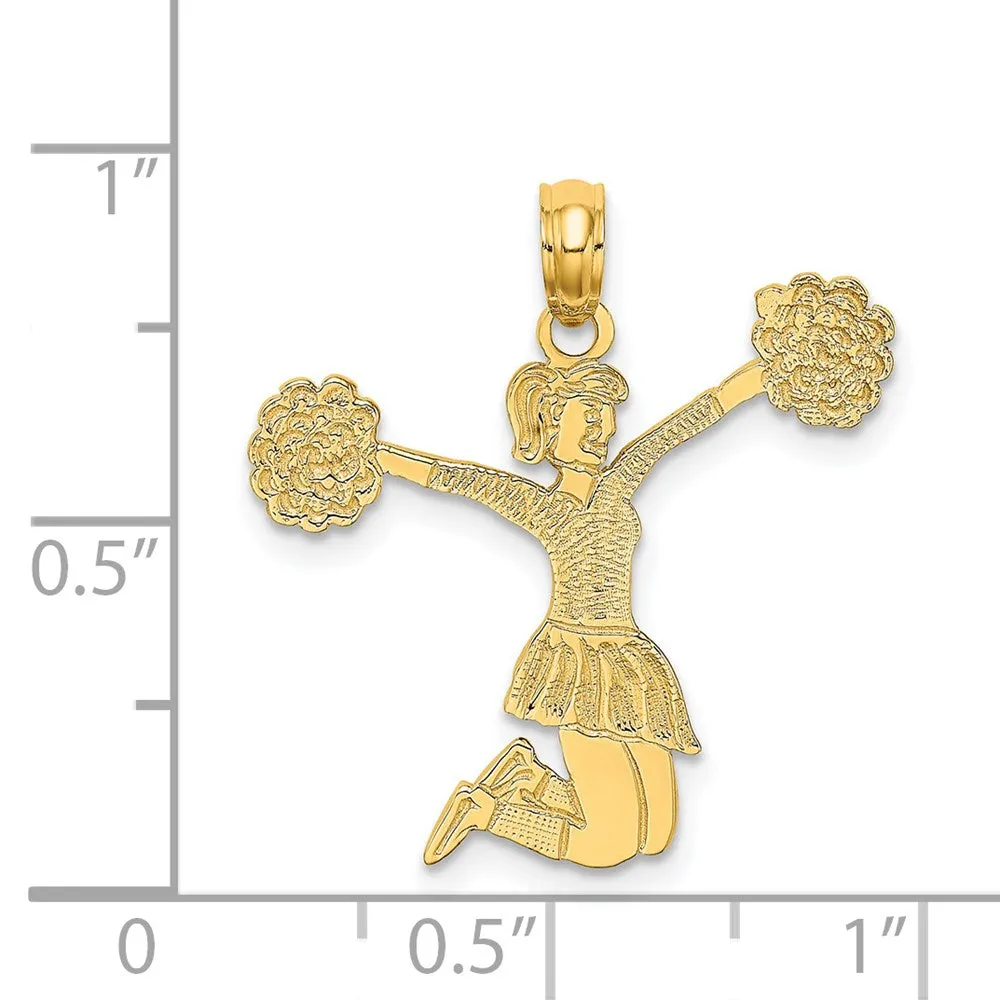 14k Cheerleader Jumping with Pom-Pom's Charm
