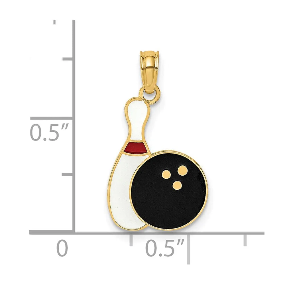 14K Enamel Bowling Ball and Pin Charm
