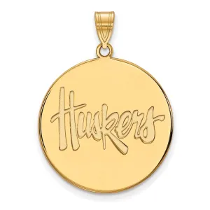 14k Gold University of Nebraska Huskers Extra Large Disc Pendant