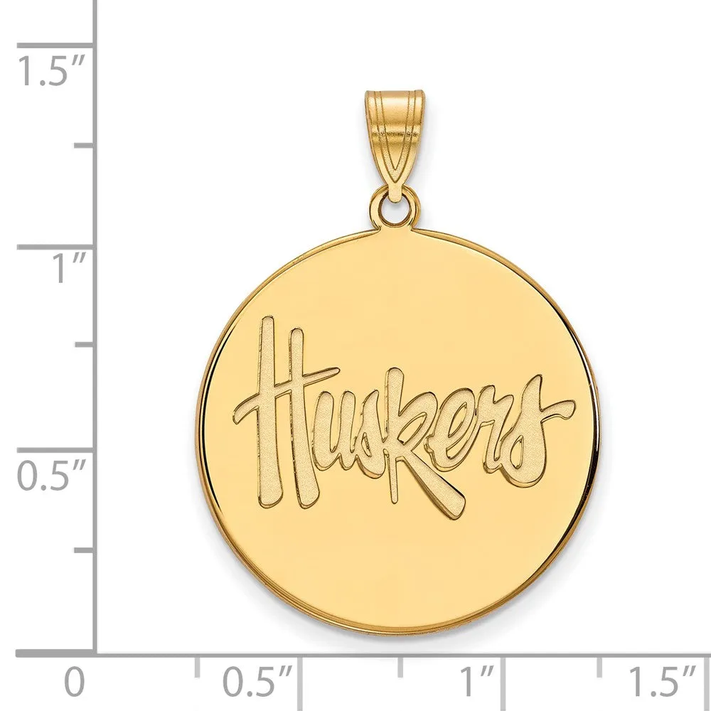 14k Gold University of Nebraska Huskers Extra Large Disc Pendant