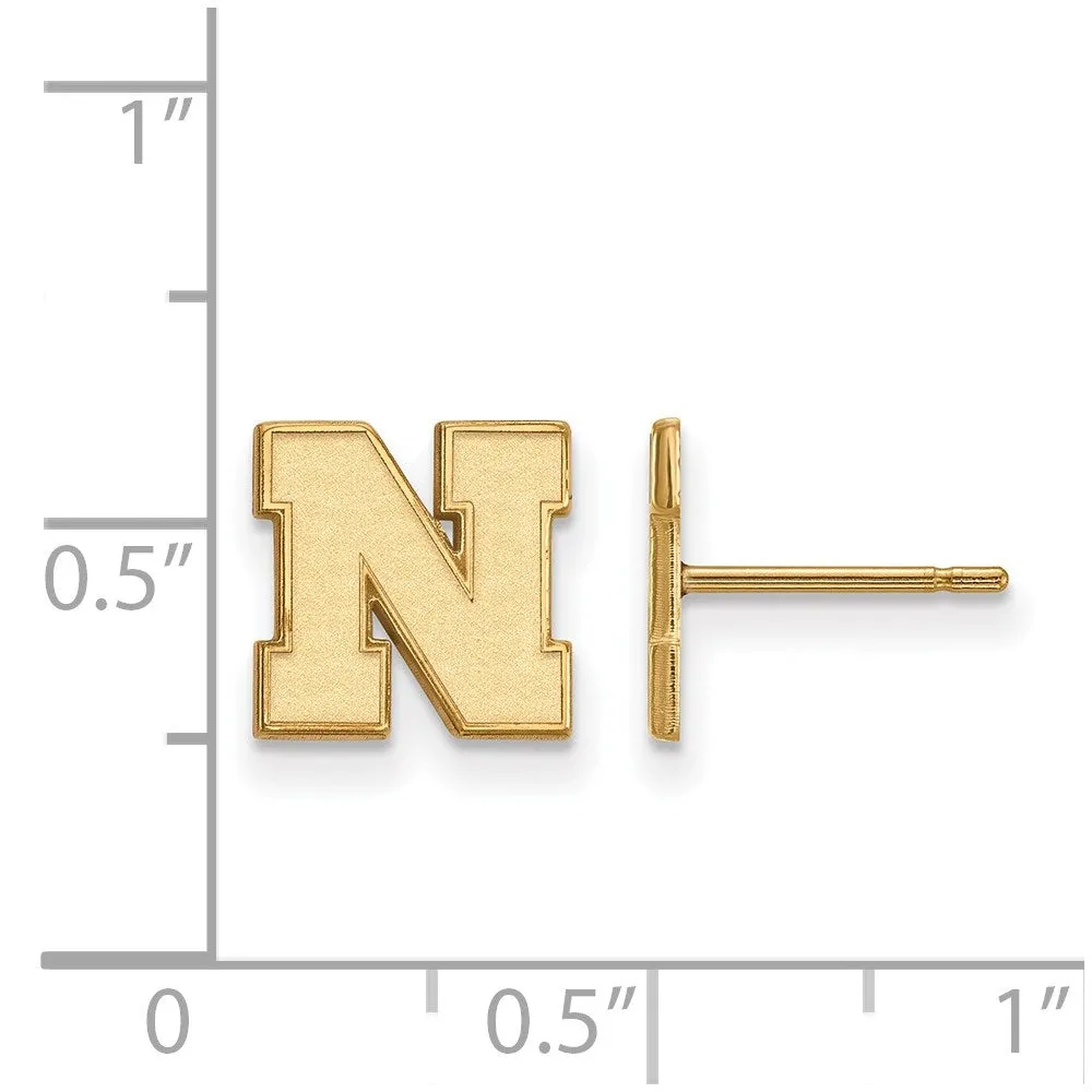 14k Gold University of Nebraska Letter N Extra Small Post Earrings