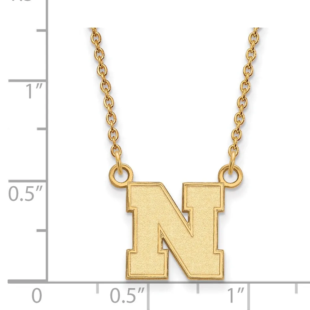 14k Gold University of Nebraska Letter N Small Pendant 18 inch Necklace