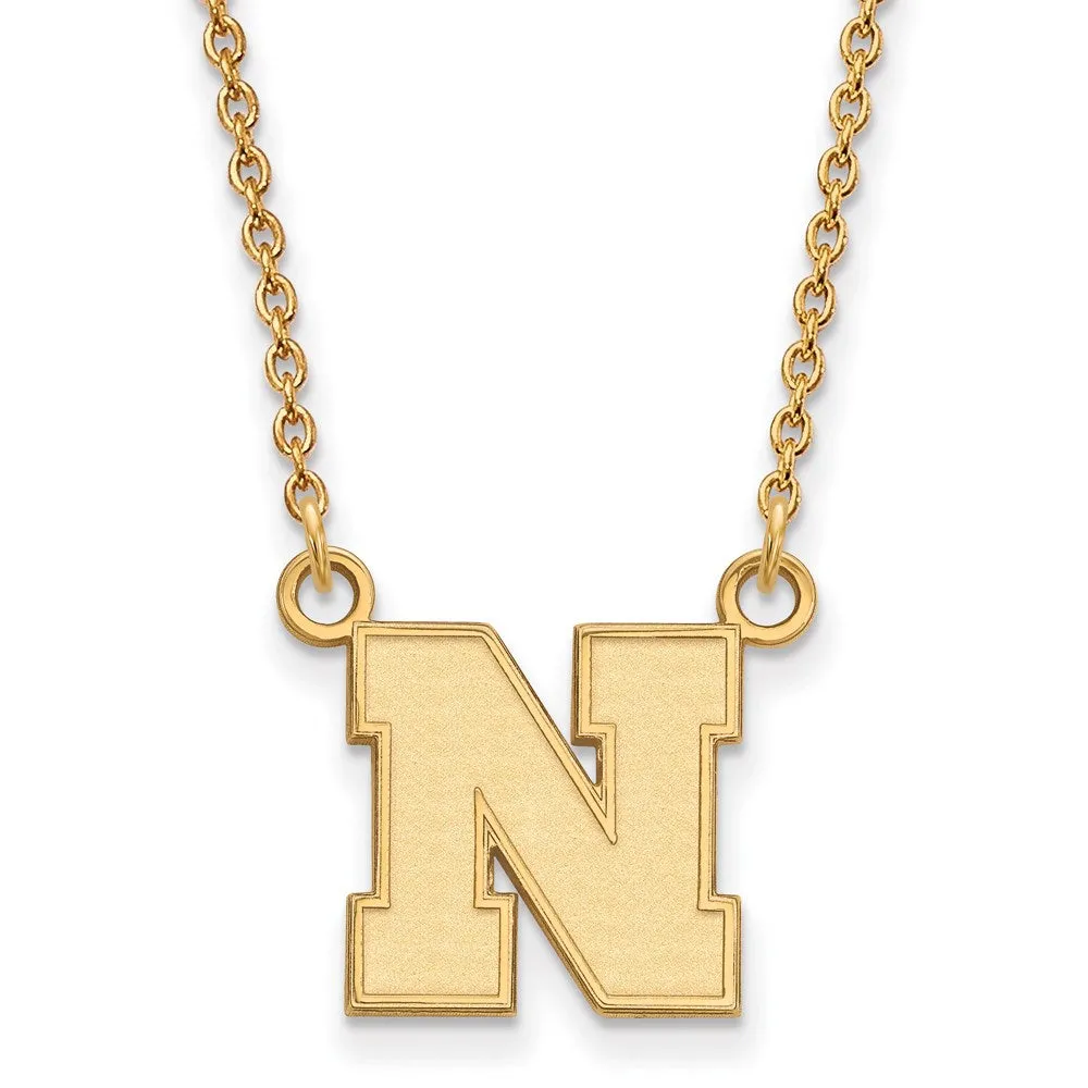 14k Gold University of Nebraska Letter N Small Pendant 18 inch Necklace