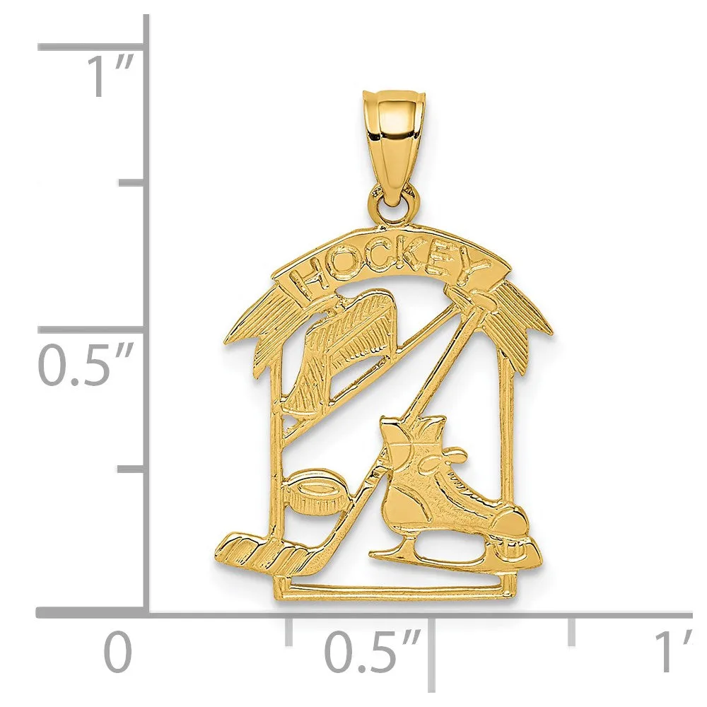 14K Hockey Story Framed Charm