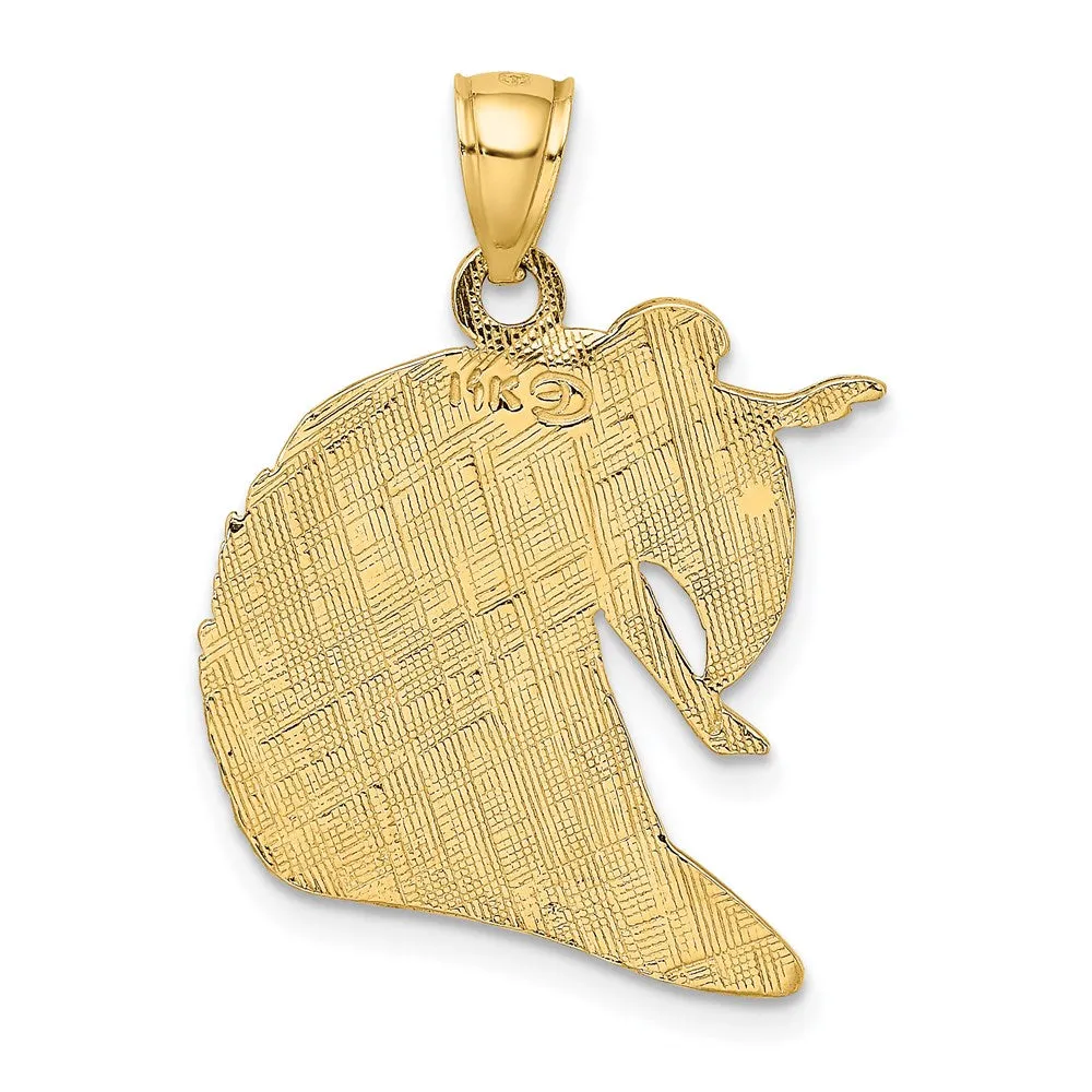 14K Polished & Graved Surfer & Wave Charm