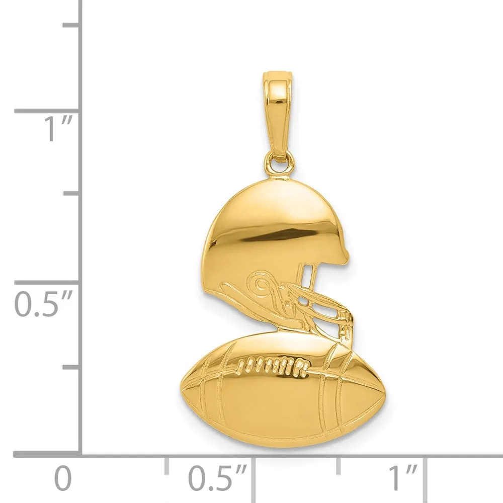 14K Polished Football and Helmet Pendant