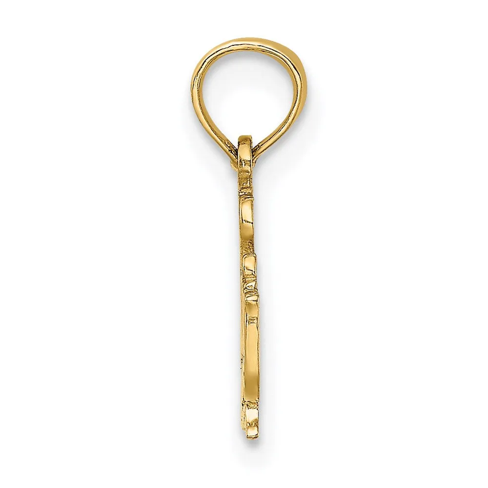 14K Polished  I HEART SWIMMING Charm