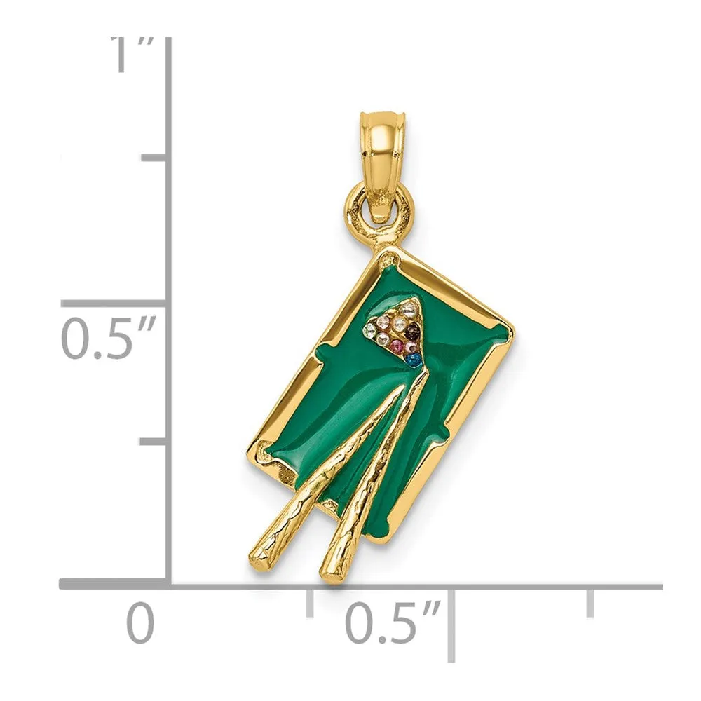 14K W/ Green Enamel 3-D Pool Table Charm