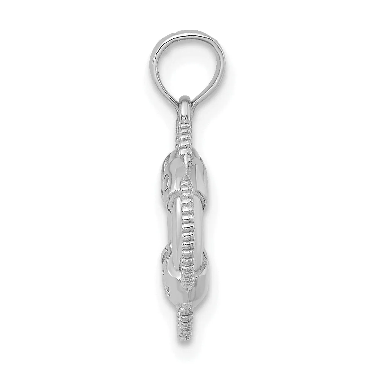14K White Gold Polished Finish 3-D Lifesaver Float Charm Pendant