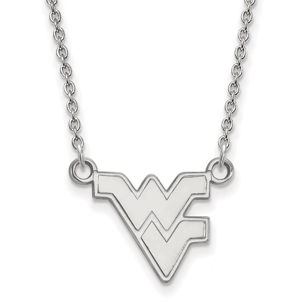 14K White Gold West Virginia University Small Pendant with Necklace