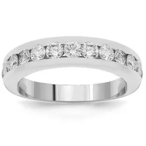 14K White Solid Gold Womens Diamond Wedding Ring Band 1.00 Ctw