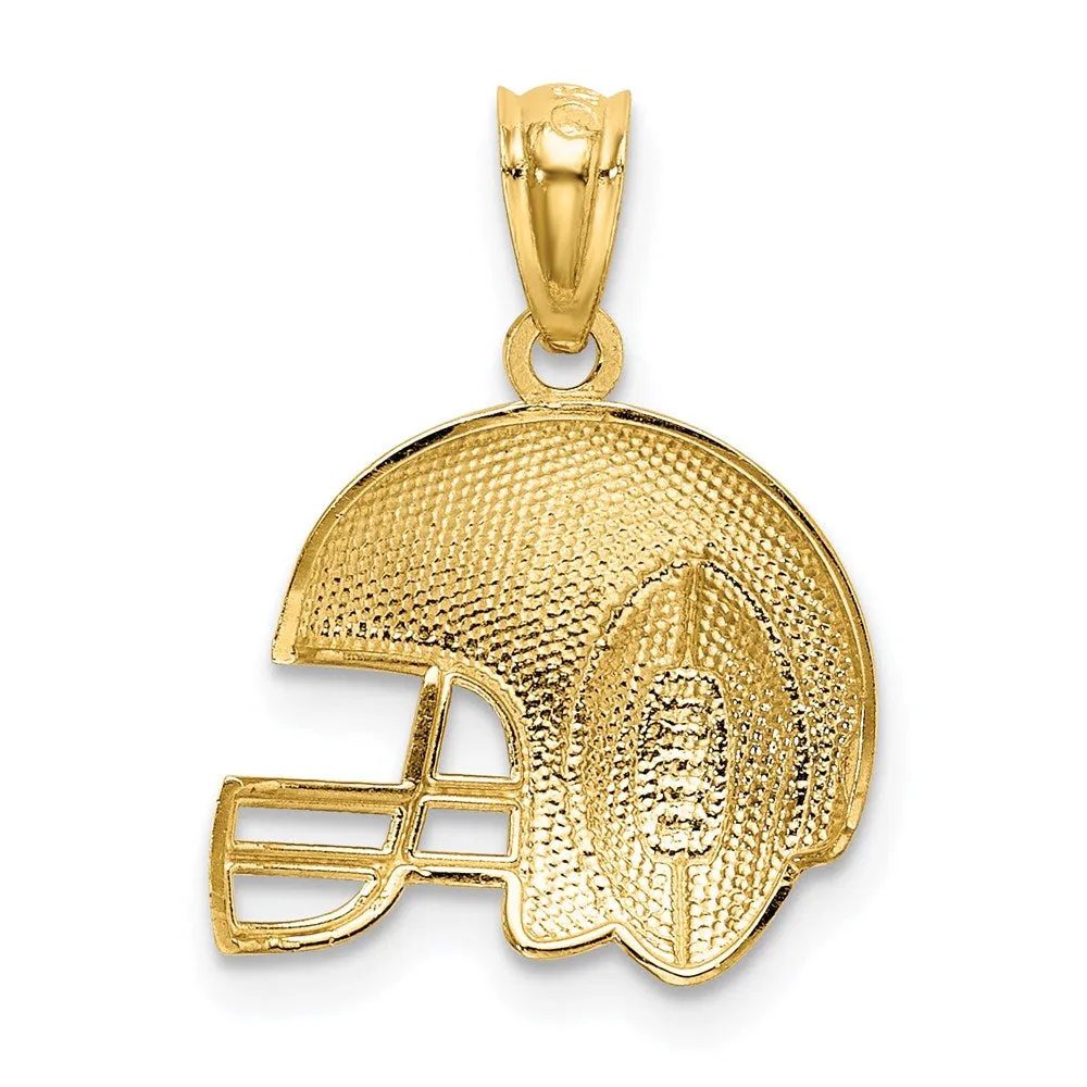 14K w/Rhodium Satin/Polished Football Helmet Pendant