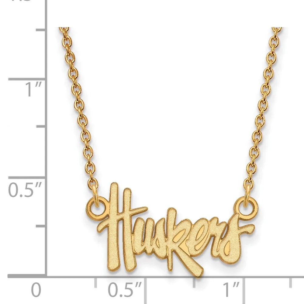 14K Yellow Gold University of Nebraska Small Pendant with Necklace