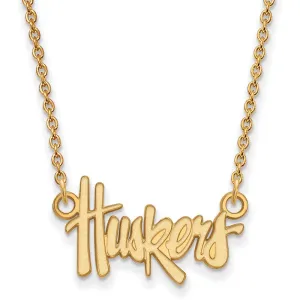 14K Yellow Gold University of Nebraska Small Pendant with Necklace