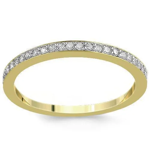14K Yellow Solid Gold Womens Diamond Wedding Ring Band 0.12 Ctw