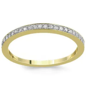14K Yellow Solid Gold Womens Diamond Wedding Ring Band 0.12 Ctw