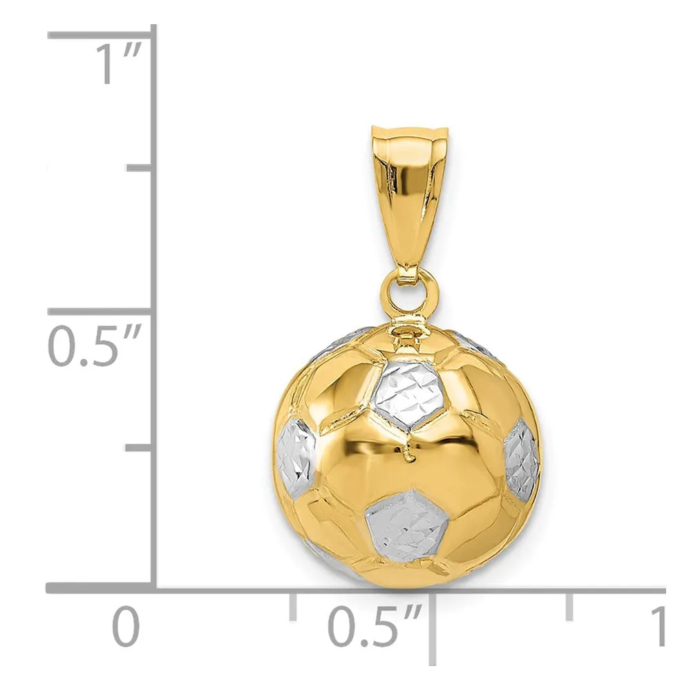 14KT Yellow and White Gold 19X12MM Soccer Ball Charm