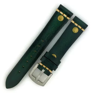 18MM Wax Green Leather Watch Band
