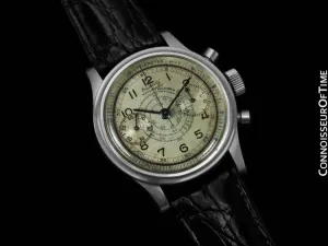 1930's Breitling Vintage "Clamshell" - World's First Waterproof Chronograph - Stainless Steel