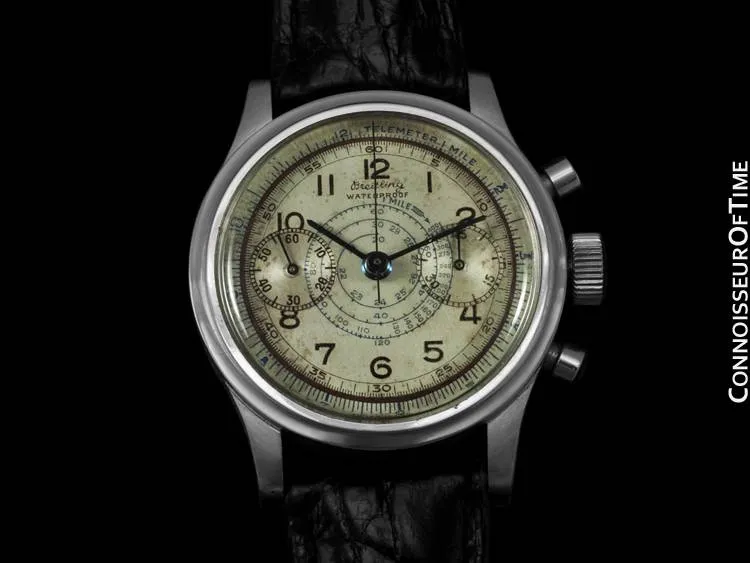 1930's Breitling Vintage "Clamshell" - World's First Waterproof Chronograph - Stainless Steel