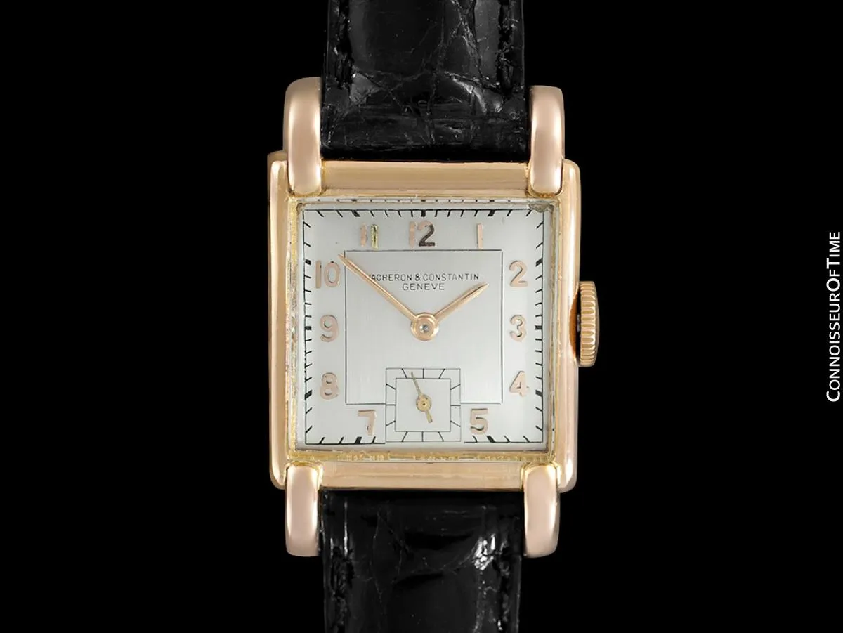 1930's Vacheron & Constantin Vintage Mens Midsize Art Deco Watch with Claw Lugs - 18K Rose Gold