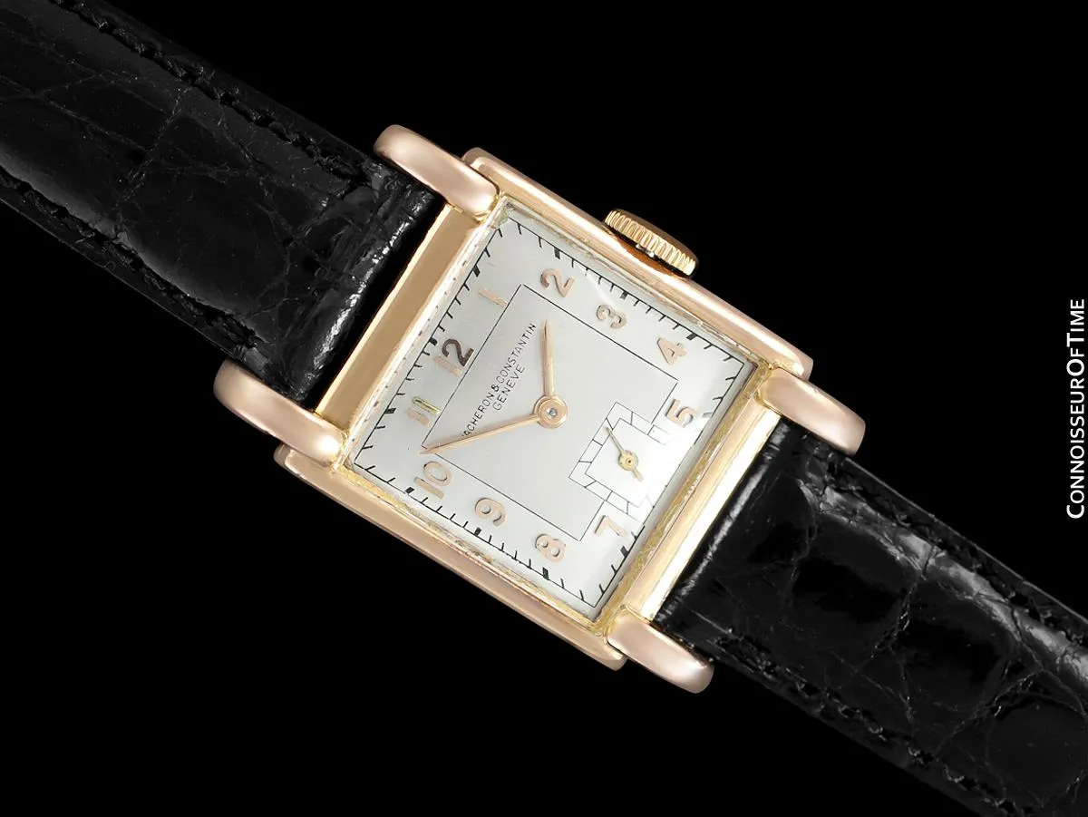 1930's Vacheron & Constantin Vintage Mens Midsize Art Deco Watch with Claw Lugs - 18K Rose Gold