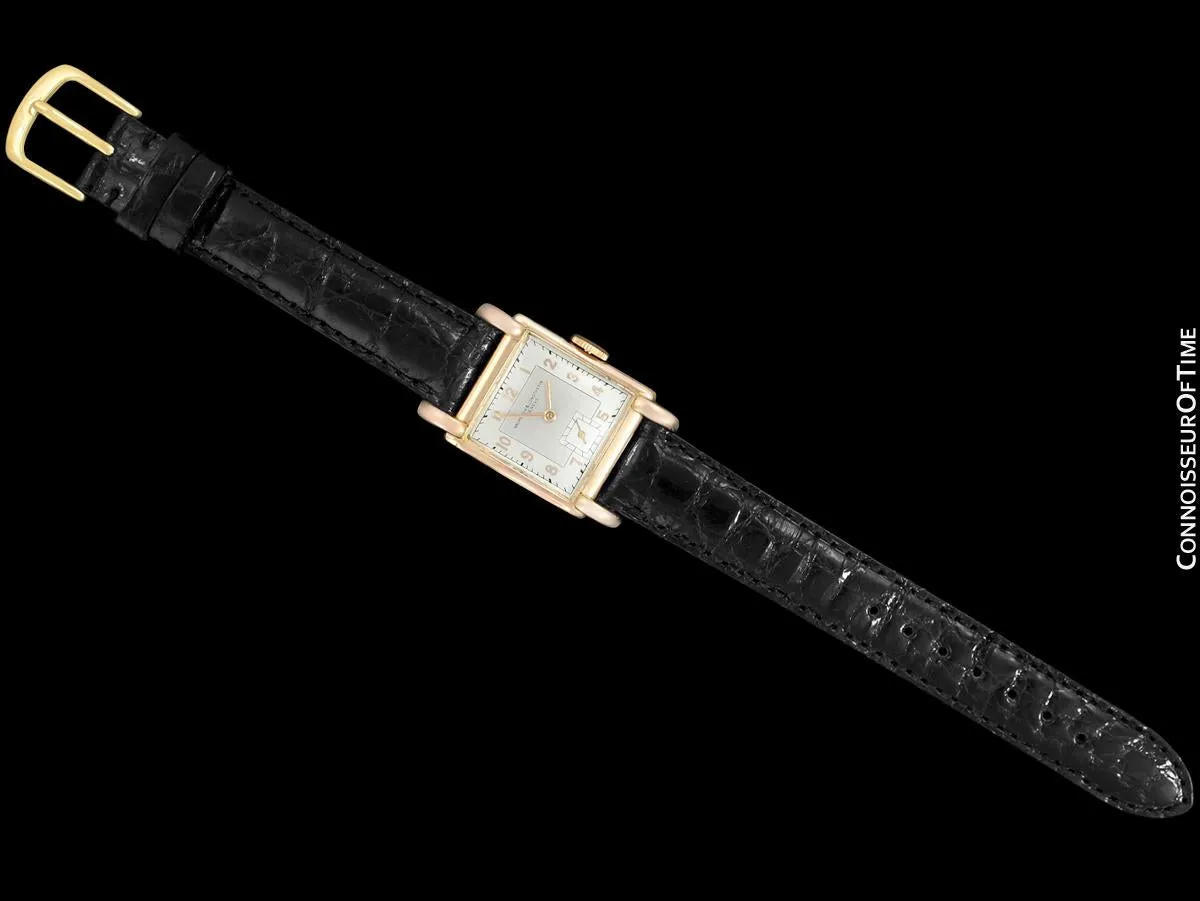 1930's Vacheron & Constantin Vintage Mens Midsize Art Deco Watch with Claw Lugs - 18K Rose Gold