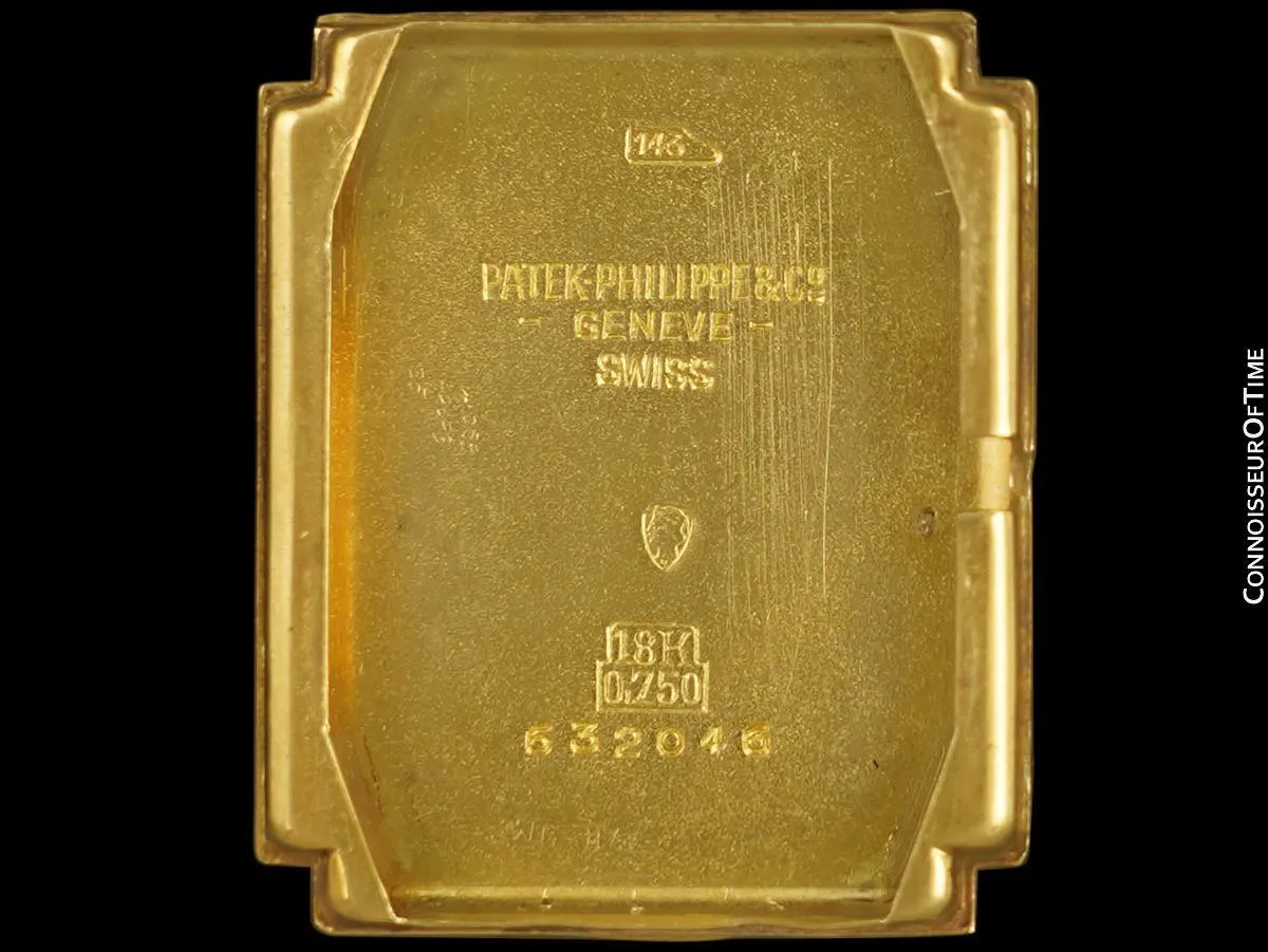 1940's Patek Philippe Vintage Mens Late Art Deco Handwound Watch with Stepped Case - 18K Gold