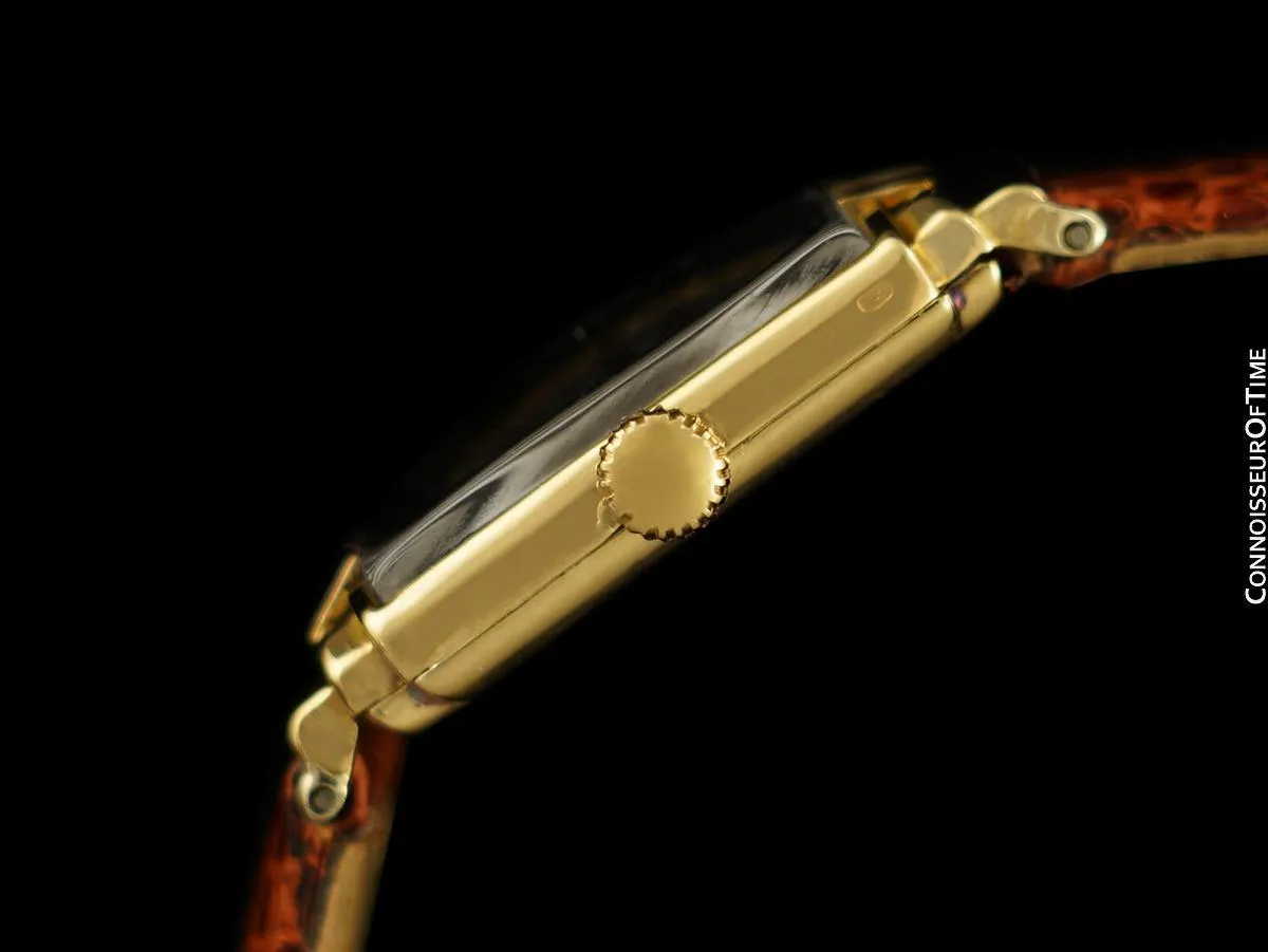 1940's Patek Philippe Vintage Mens Late Art Deco Handwound Watch with Stepped Case - 18K Gold