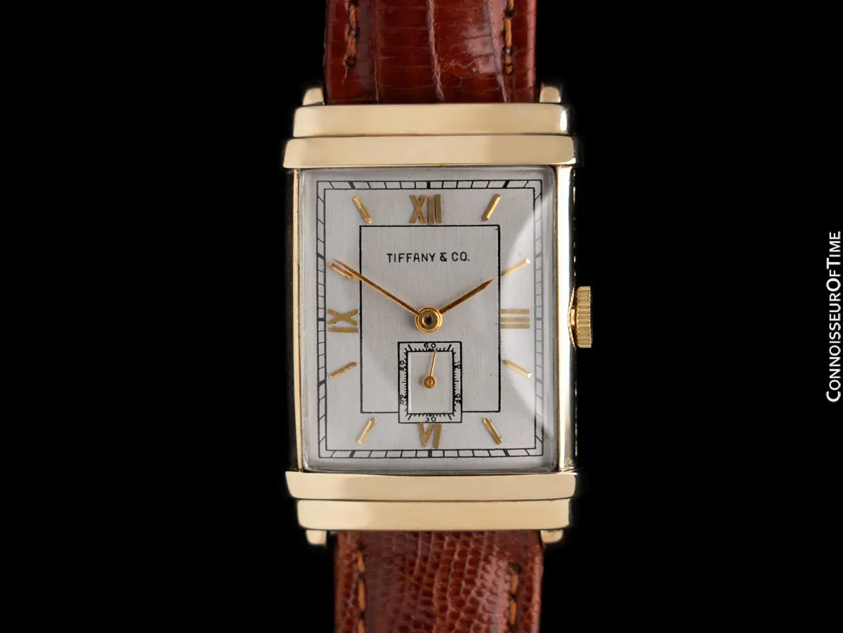 1940's Tiffany & Co. Mens Semi-Top Hat Style Vintage Dress Watch - 14K Gold