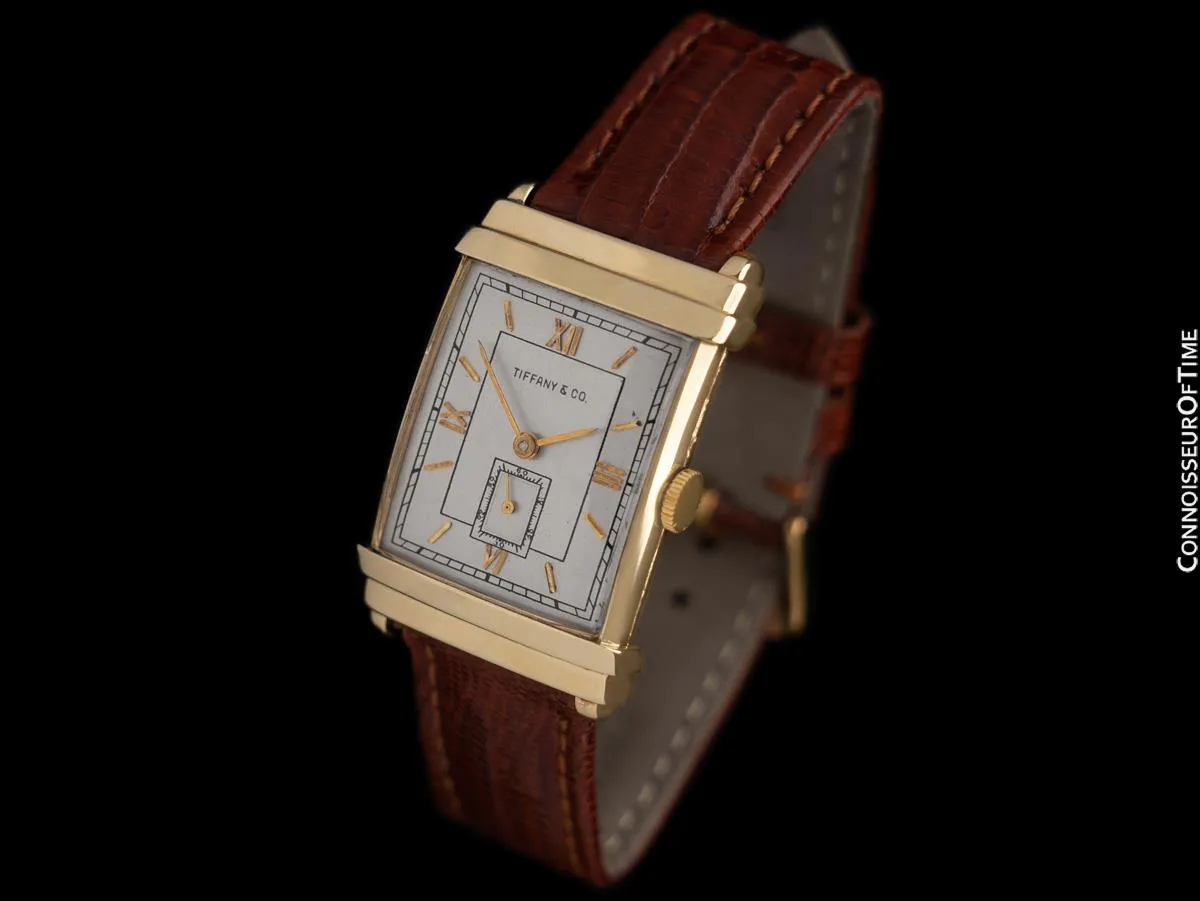 1940's Tiffany & Co. Mens Semi-Top Hat Style Vintage Dress Watch - 14K Gold