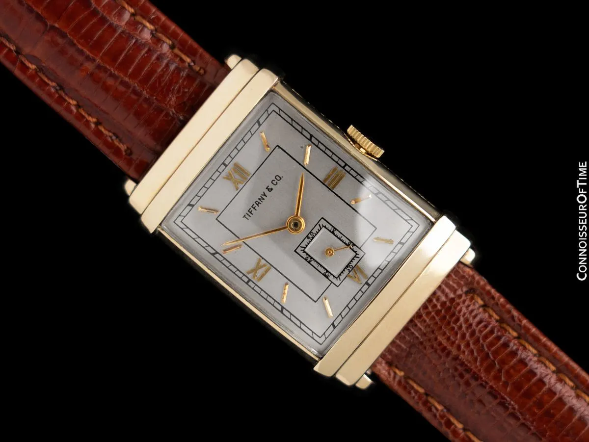 1940's Tiffany & Co. Mens Semi-Top Hat Style Vintage Dress Watch - 14K Gold