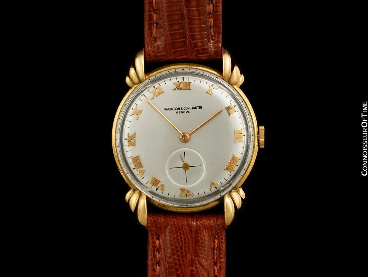 1940's Vacheron & Constantin Vintage Mens Midsize Art Deco Watch with Special Lugs - 18K Rose Gold