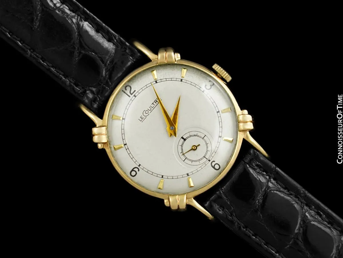 1943 Jaeger-LeCoultre Vintage Mens Midsize Watch, Beautiful Case - 14K Gold