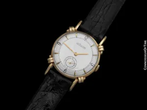 1944 Jaeger-LeCoultre Vintage Mens Midsize Watch, Beautiful Case - 14K Gold