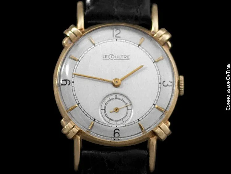 1944 Jaeger-LeCoultre Vintage Mens Midsize Watch, Beautiful Case - 14K Gold