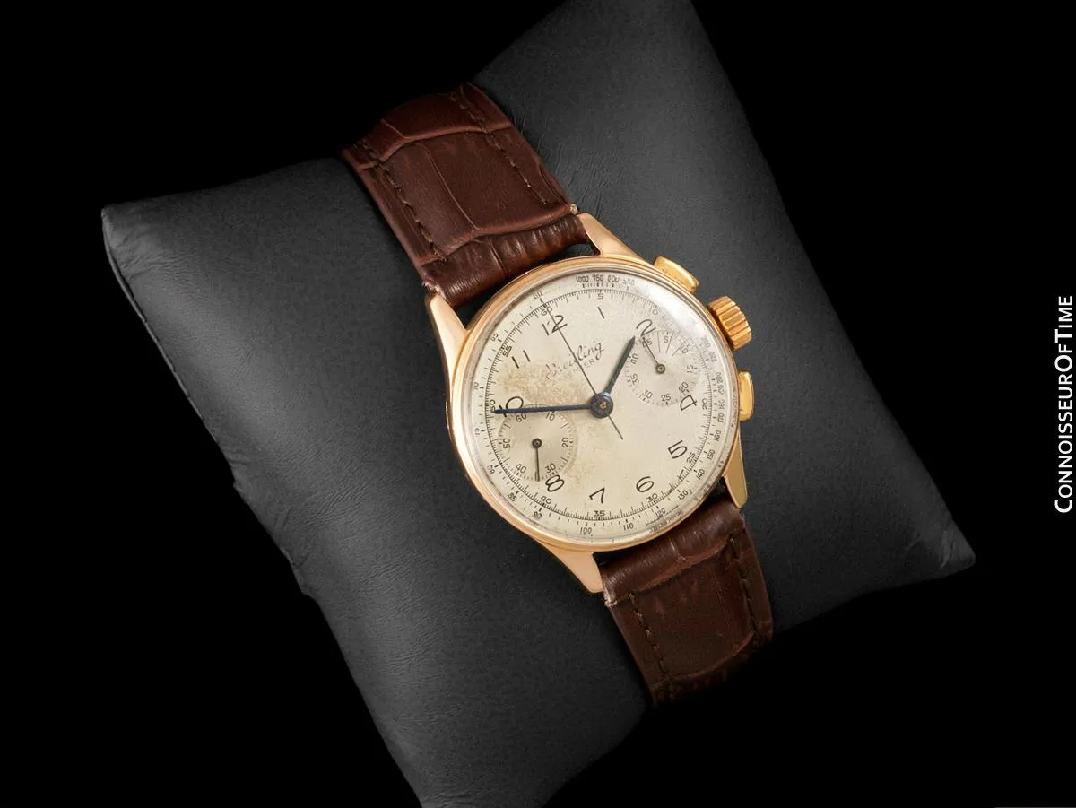 1946 Breitling Premier Vintage Pilot's / Aviator's Chronograph, 18K Rose Gold