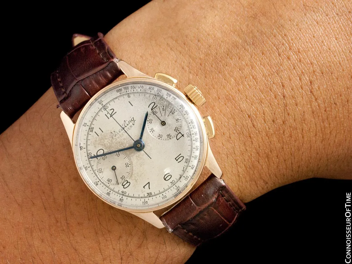 1946 Breitling Premier Vintage Pilot's / Aviator's Chronograph, 18K Rose Gold