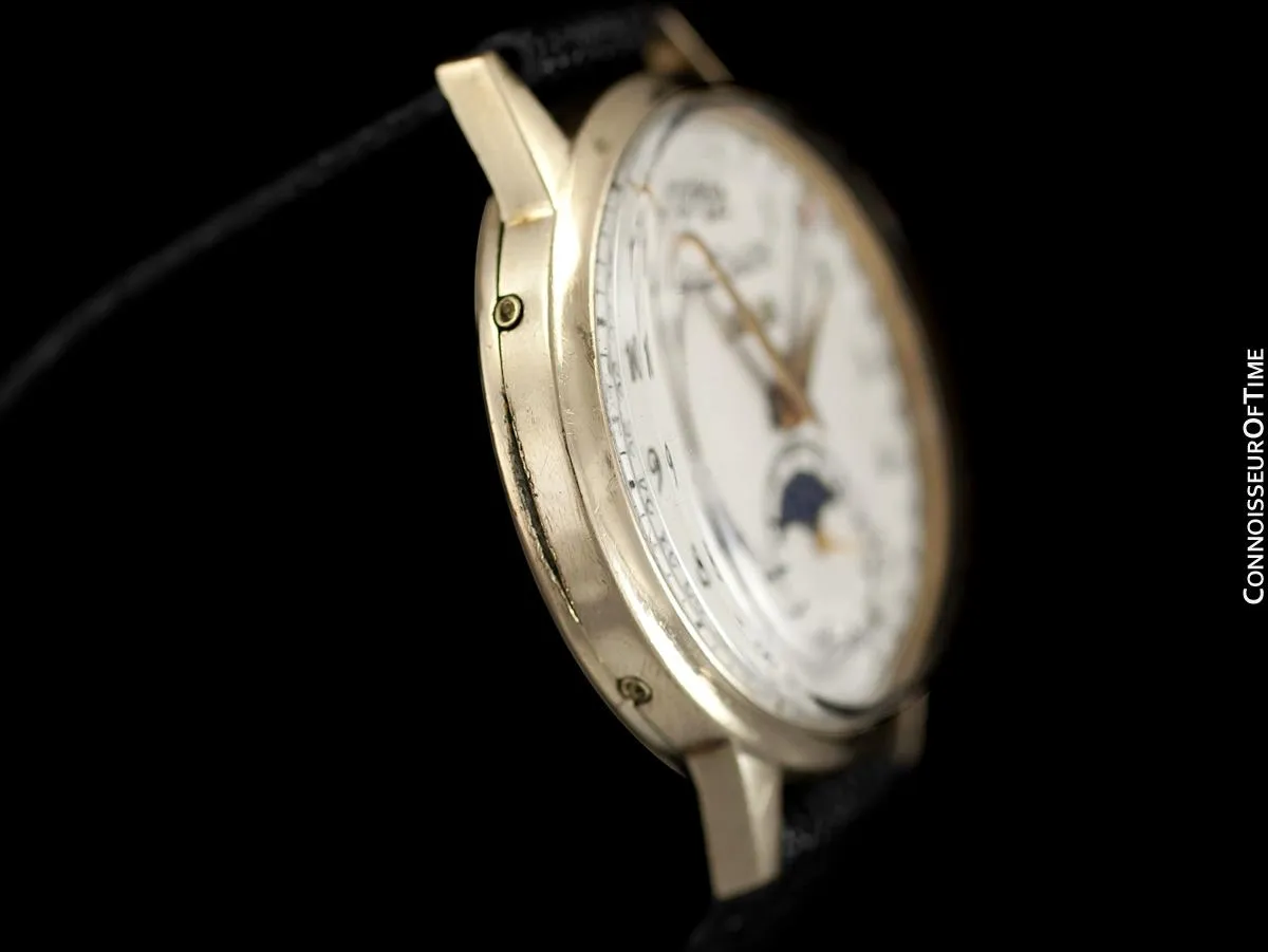 1949 Jaeger-LeCoultre Vintage Mens Triple Date Moon Phase Calendar Watch - 10K Gold Filled
