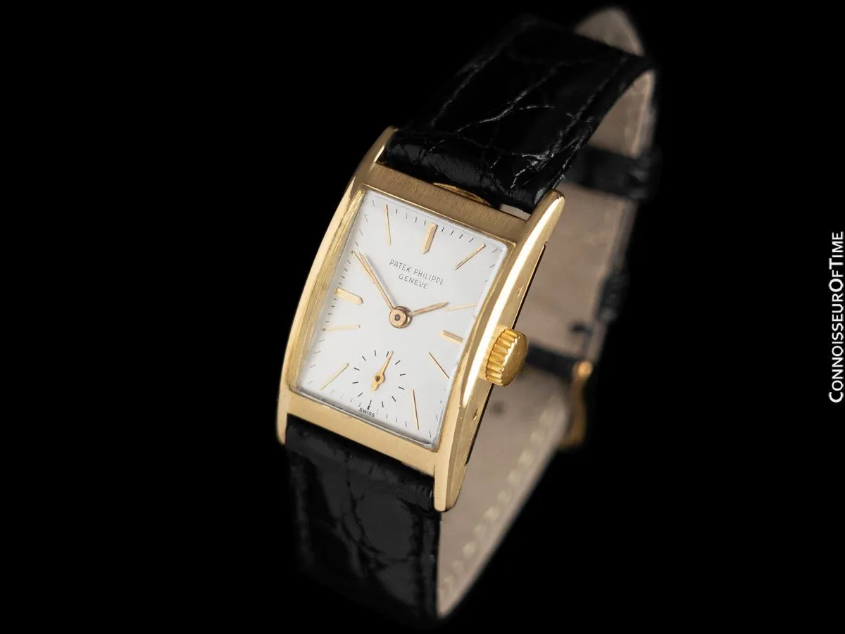 1950's Patek Philippe "Tegola" Vintage Mens Rectangular Watch - 18K Gold