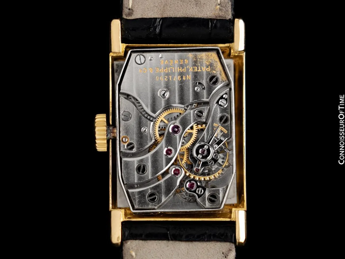 1950's Patek Philippe "Tegola" Vintage Mens Rectangular Watch - 18K Gold